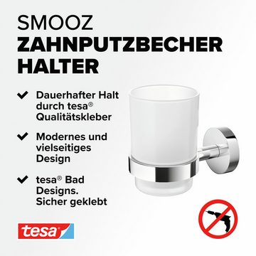 tesa Zahnputzbecher 1 x SMOOZ Zahnputzbecher, (Komplett-Set, 3-St), chrom - silber glänzend - 8 cm x 12,5 cm x 11,5 cm