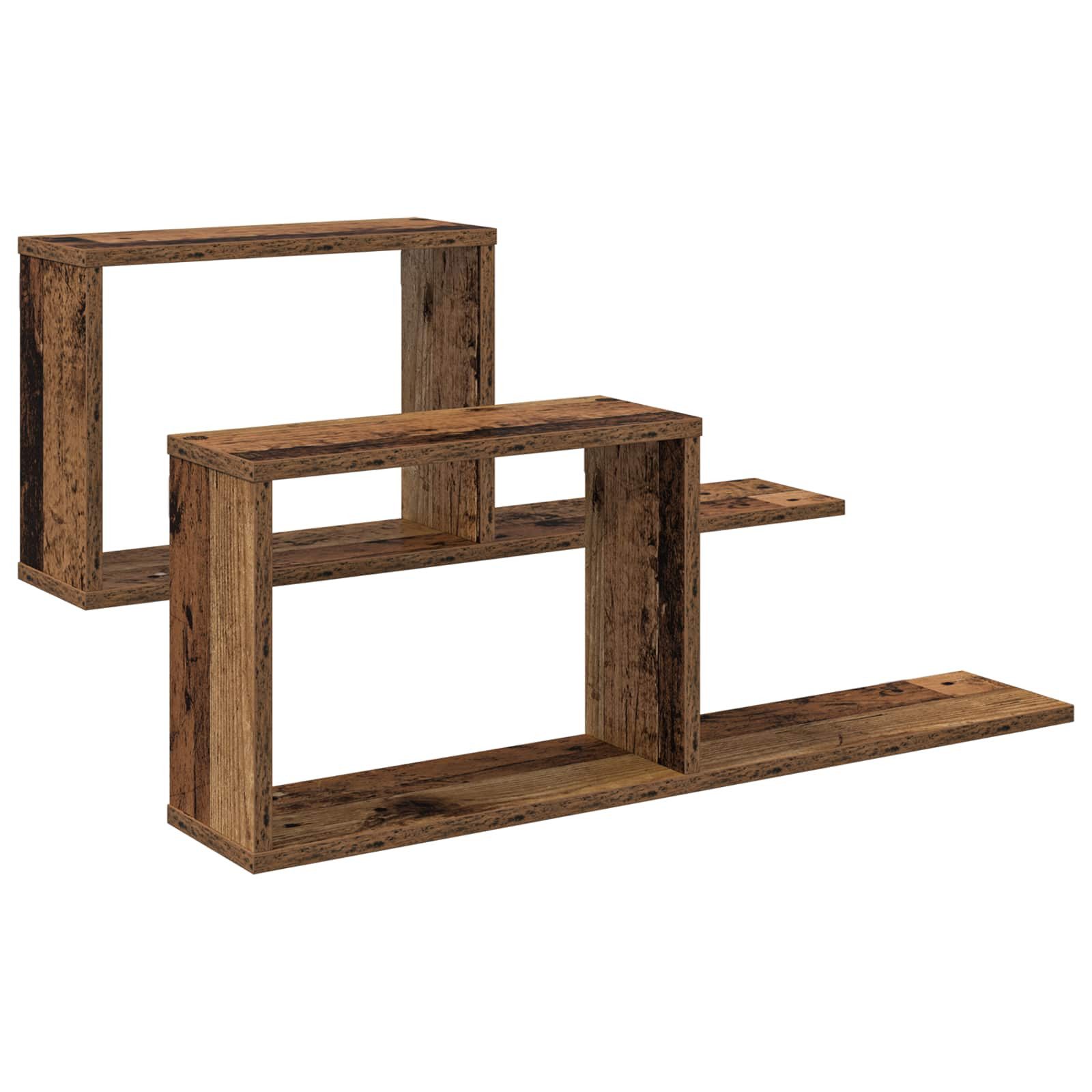 vidaXL Wandregal 80 x 15 x 30 cm Schweberegale 2 pcs Altholz 80x15x30 cm Holzwerkstoff