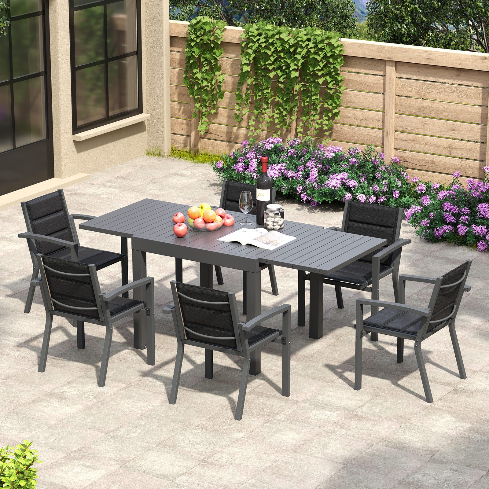 HOMALL Gartentisch Balkontisch, Aluminium Ausziehtisch für 6-10 Personen, bis 120kg (Ausziehbarer Tisch aus Aluminium, erhältlich in den Größen 80/160 cm und 130/260 cm), Wasserfestes, rostfreies und wetterbeständiges Aluminiumtisch