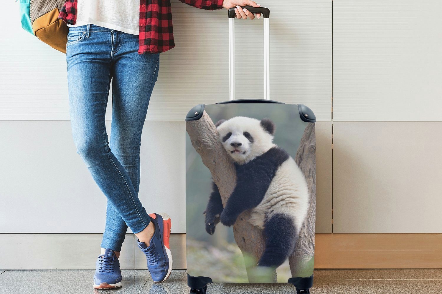 Panda Reisetasche Reisekoffer MuchoWow rollen, Ferien, für mit Handgepäckkoffer Tiere - Rollen, - Trolley, Handgepäck 4 China,
