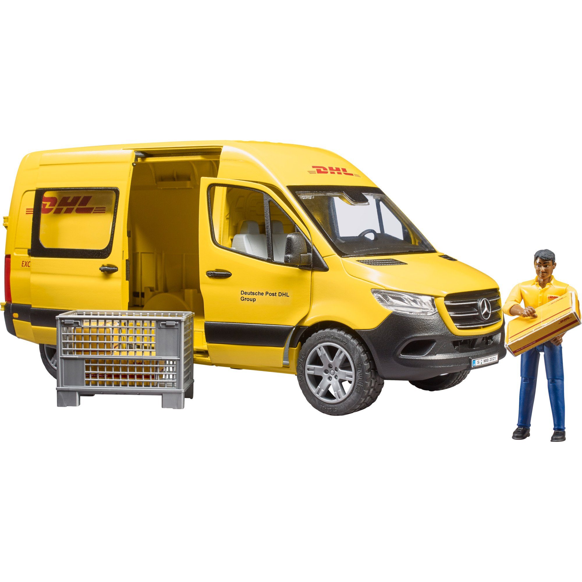 Spielzeug-LKW bruder MB Sprinter DHL mit Fahrer, Modellfahrzeug