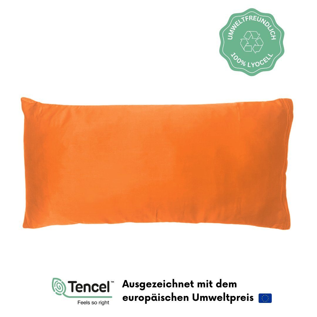 Kissenbezug Luxus Lyocell Kissenbezug, TENCEL™, Atmungsaktiv & Weich, COZY HEAVEN Happy Orange