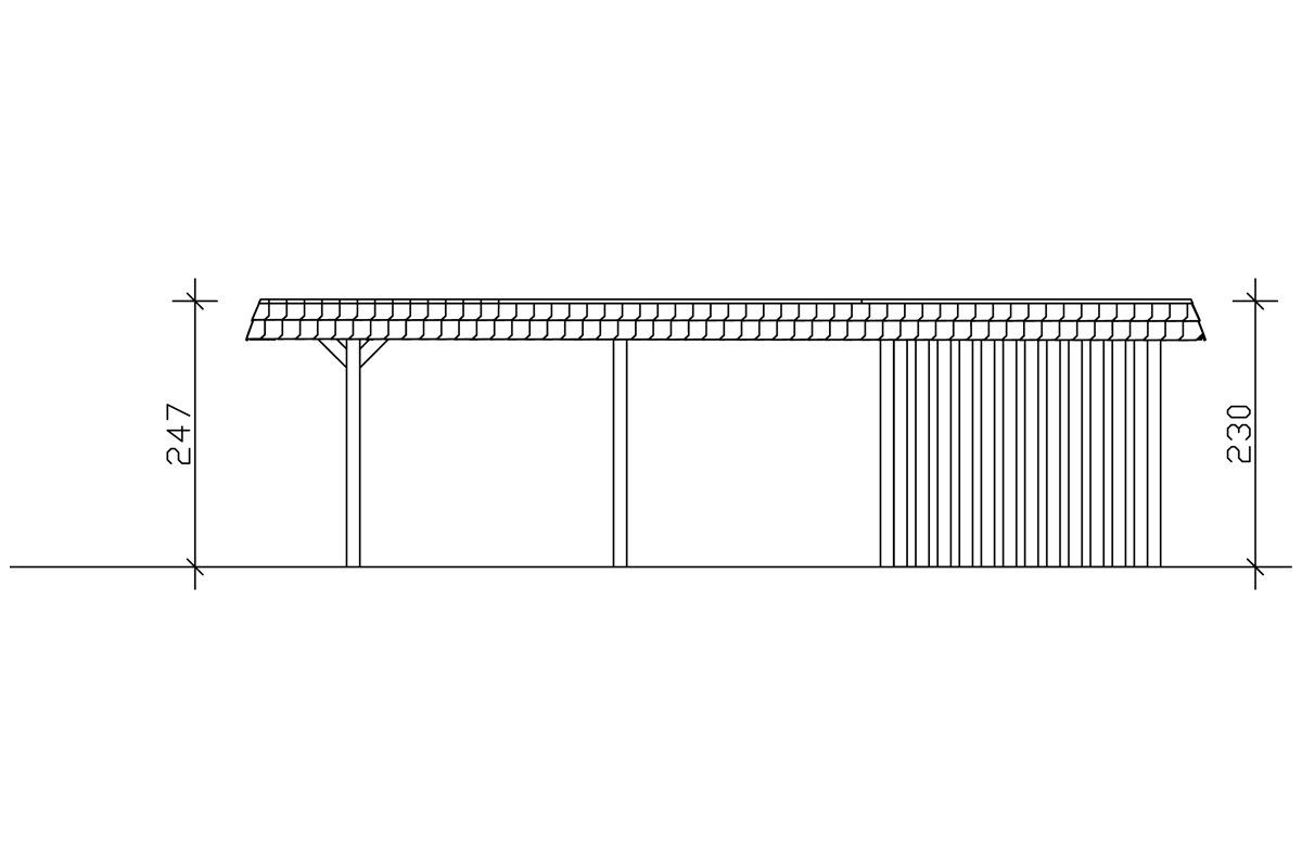 Skanholz Einzelcarport Wendland, Einfahrtshöhe 210 409x870 cm cm, dunkelgrau BxT