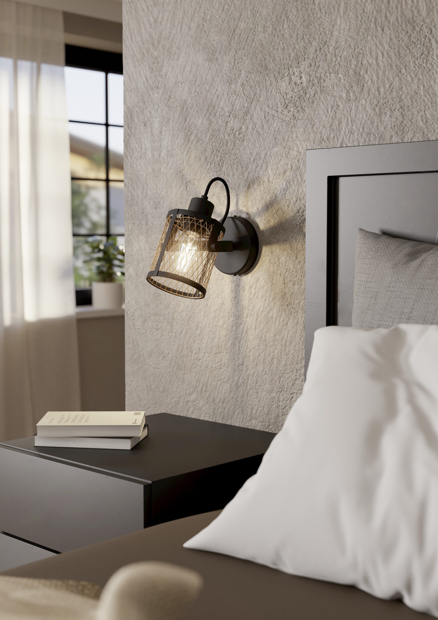 EGLO Deckenspot DELLOW Spotlampe - Stahl - E27 - 1X40W - IP20, ohne Leuchtmittel, Wandlampe, Wandleuchte, schwenkbarer Strahler, L18 x B11 x H20 cm