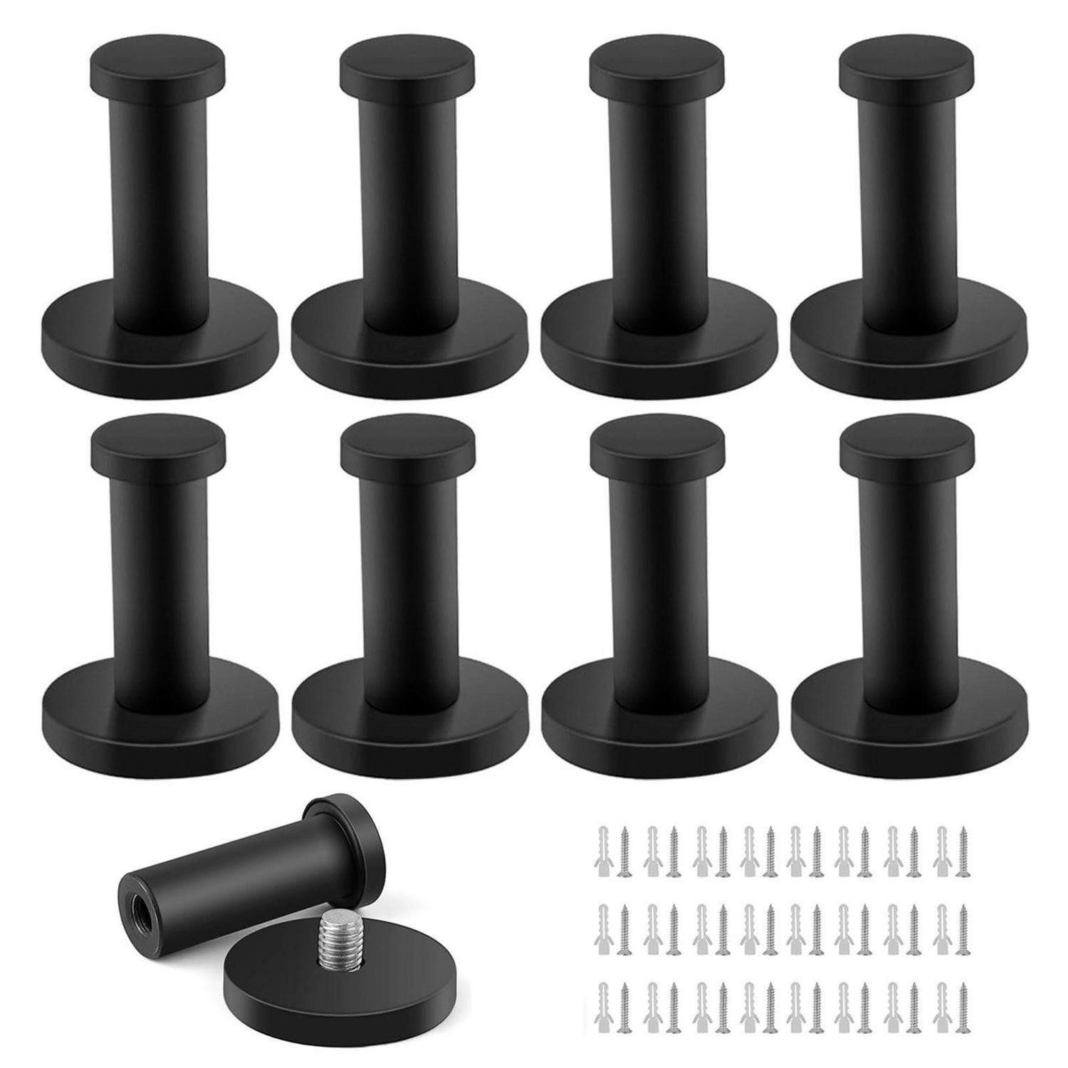 LuxusKollektion Wandhaken Garderobenhaken Schwarz Matt 8er-Set, (8-St)