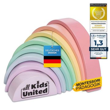 all Kids United Lernspielzeug Bunter Holz-Regenbogen (Steck-Spielzeug), Bogenbrücke aus Bausteinen