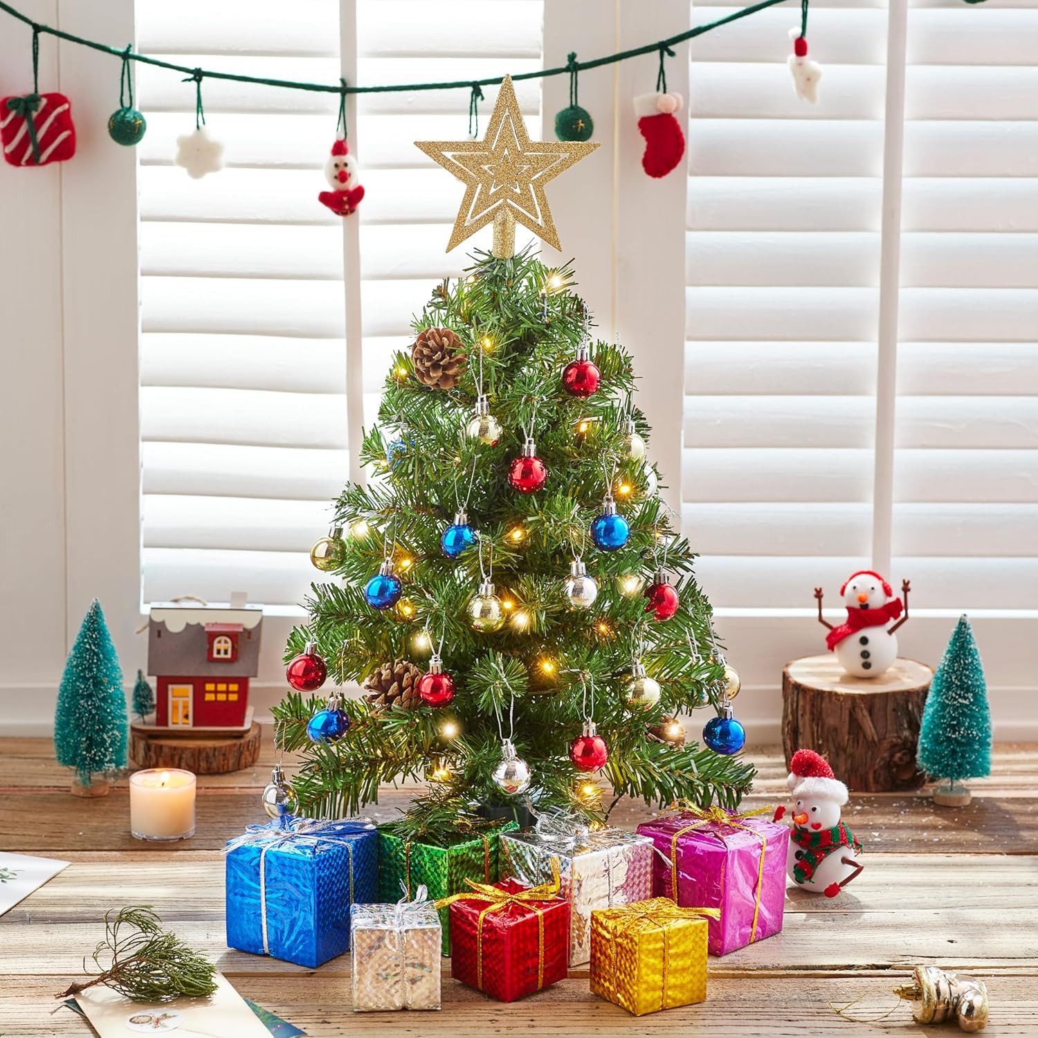 Bomiclss Künstlicher Weihnachtsbaum 45cm Mini Weihnachtsbaum,künstlich Weihnachtsbaum, für Festtagsdekoration, indoor outdoor geeignet für Tisch Partydécor – Bild 4 von 5