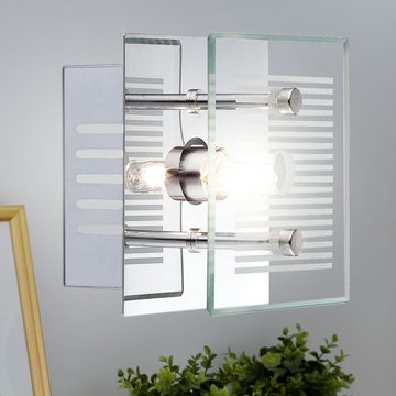 etc-shop LED Wandleuchte, Leuchtmittel nicht inklusive, Wand Strahler Chrom Leuchte Wohn Ess Zimmer Beleuchtung Glas Lampe