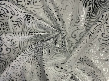 Vorhang Ösenschal Maya weiß silber, Clever-Kauf-24, Ösen (1 St), blickdicht