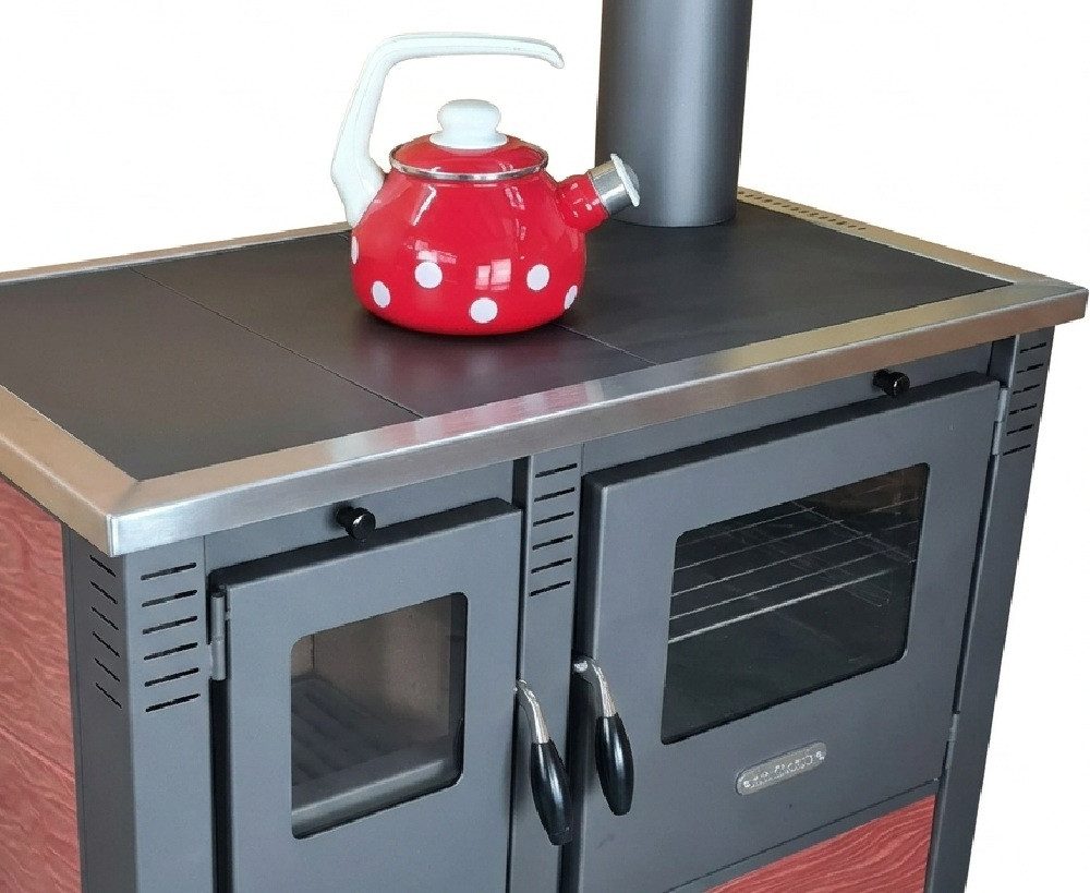 ProTermo Festbrennstoffherd PANONIA Kacheln bordeaux, rechte Version, 8,5 kW