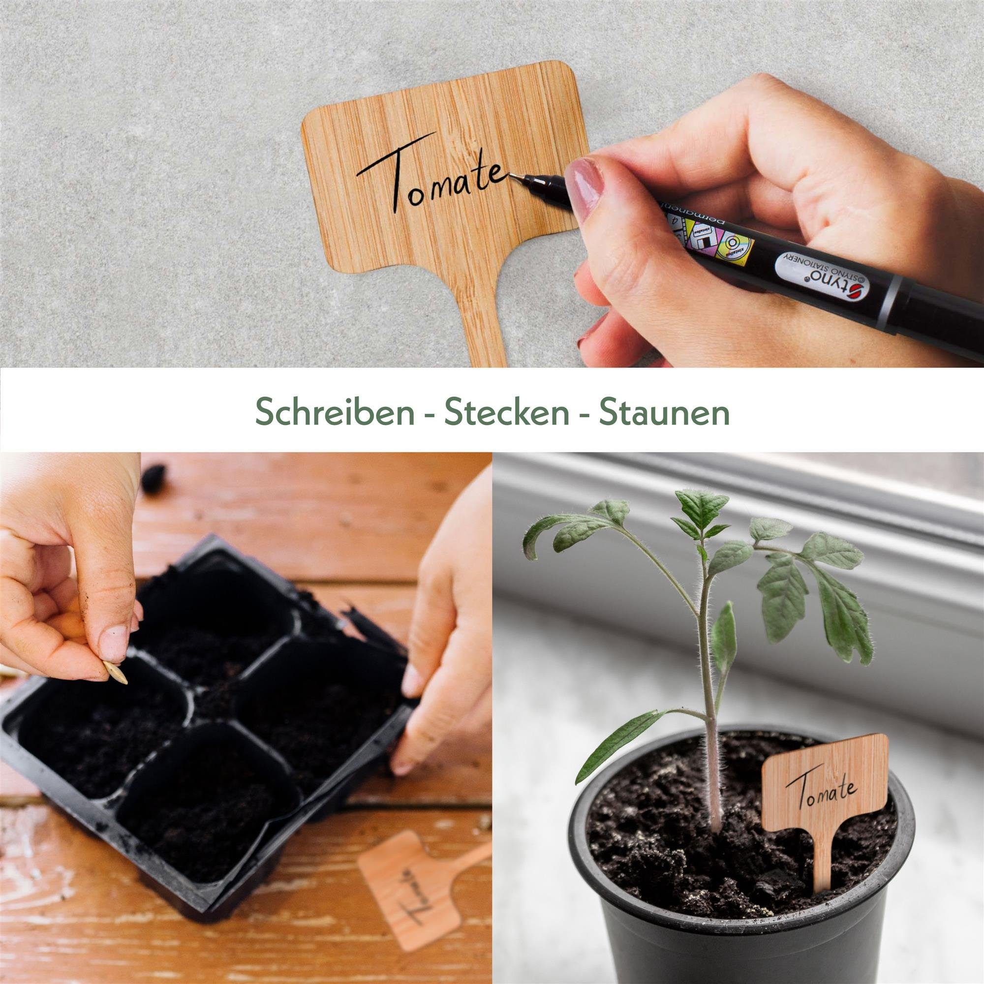 HappySeed Gartenstecker 30x Pflanzenstecker zum Beschriften aus Bambus inkl günstig online kaufen