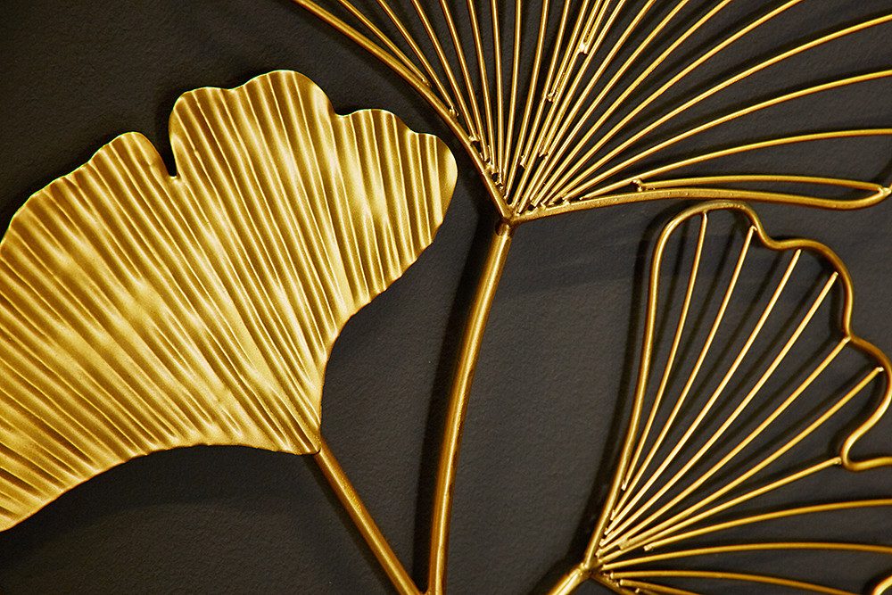 riess-ambiente Wanddekoobjekt GINKGO 40cm gold (Set, 3 St), Metall · Wohnzimmer · Asiatisch · Schlafzimmer