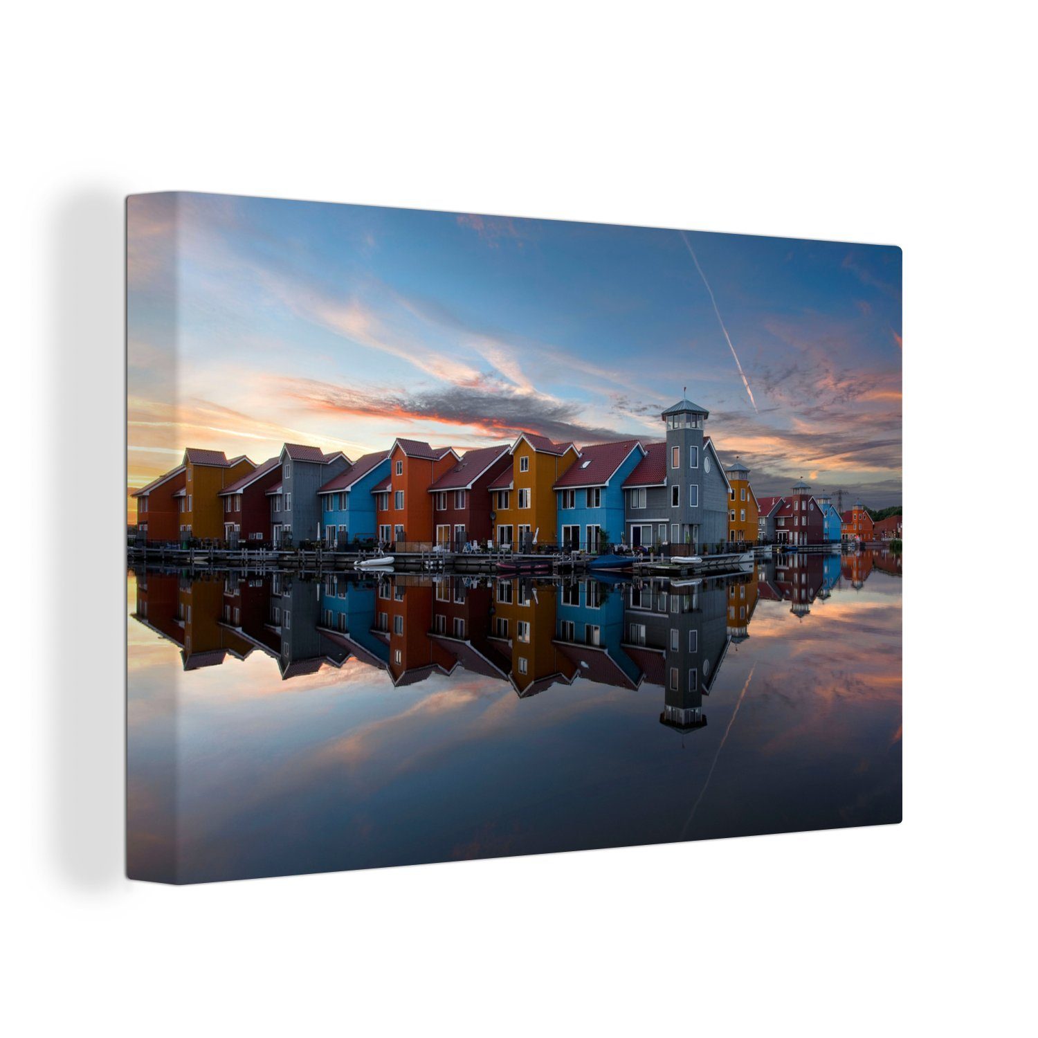 OneMillionCanvasses® Leinwandbild Groningen - Reitdiep - Wasser - Haus, (1 St), Wandbild Leinwandbilder, Aufhängefertig, Wanddeko, 30x20 cm