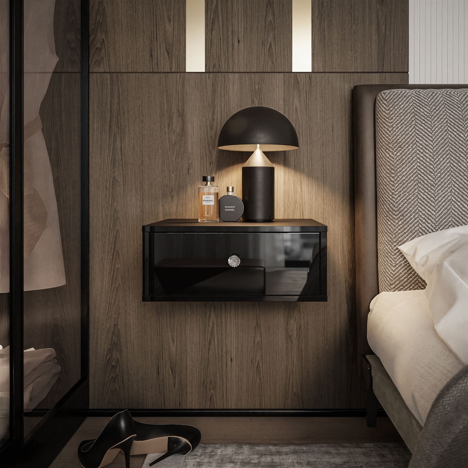 Lookway Nachttisch BLANCO Hängender Nachttisch mit LED Beleuchtung (1x Nach günstig online kaufen