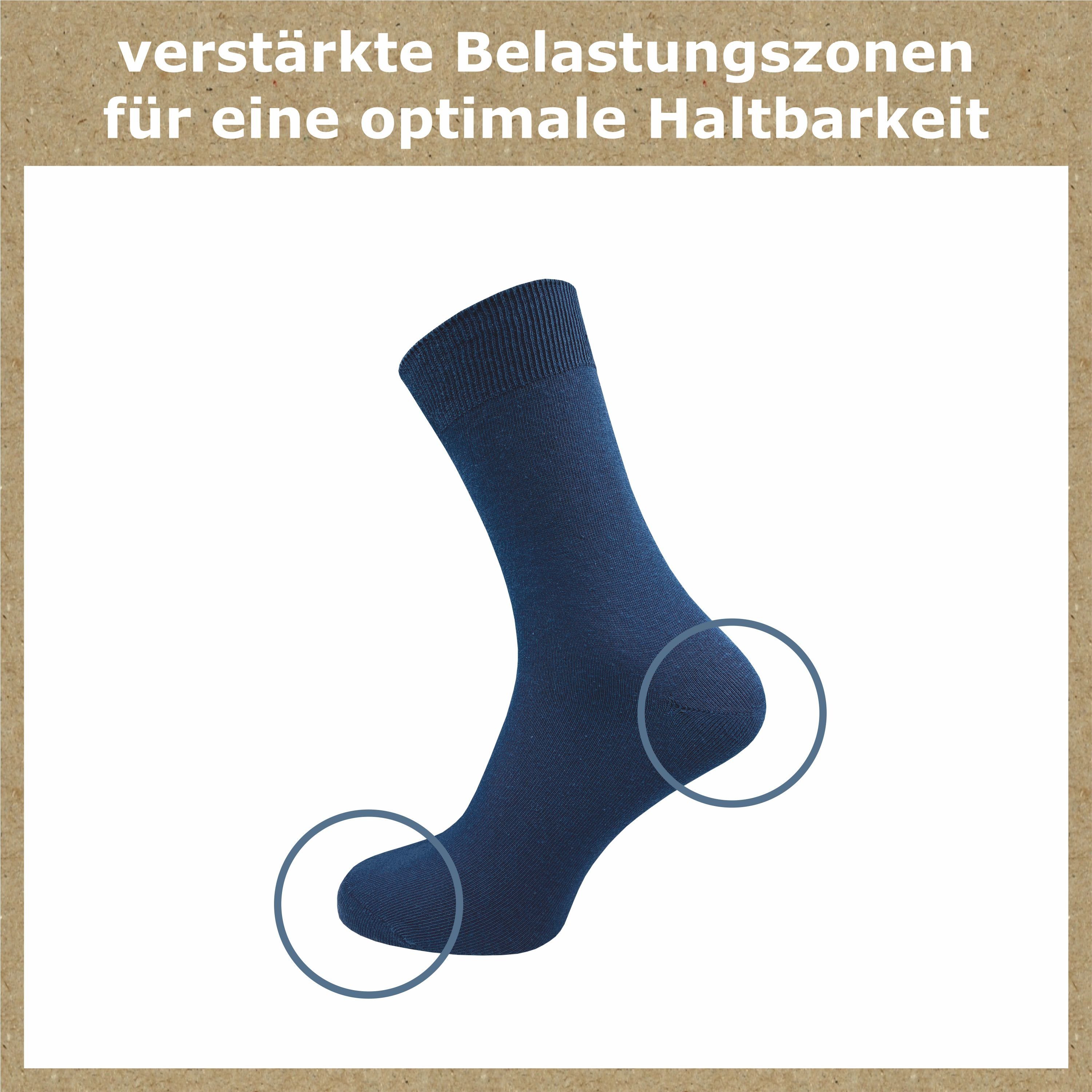 Paar) Socken und Baumwolle, Herren Damen Blau Freizeit aus (10 mit GAWILO für Business venenfreundlichem 100% und Komfortbund