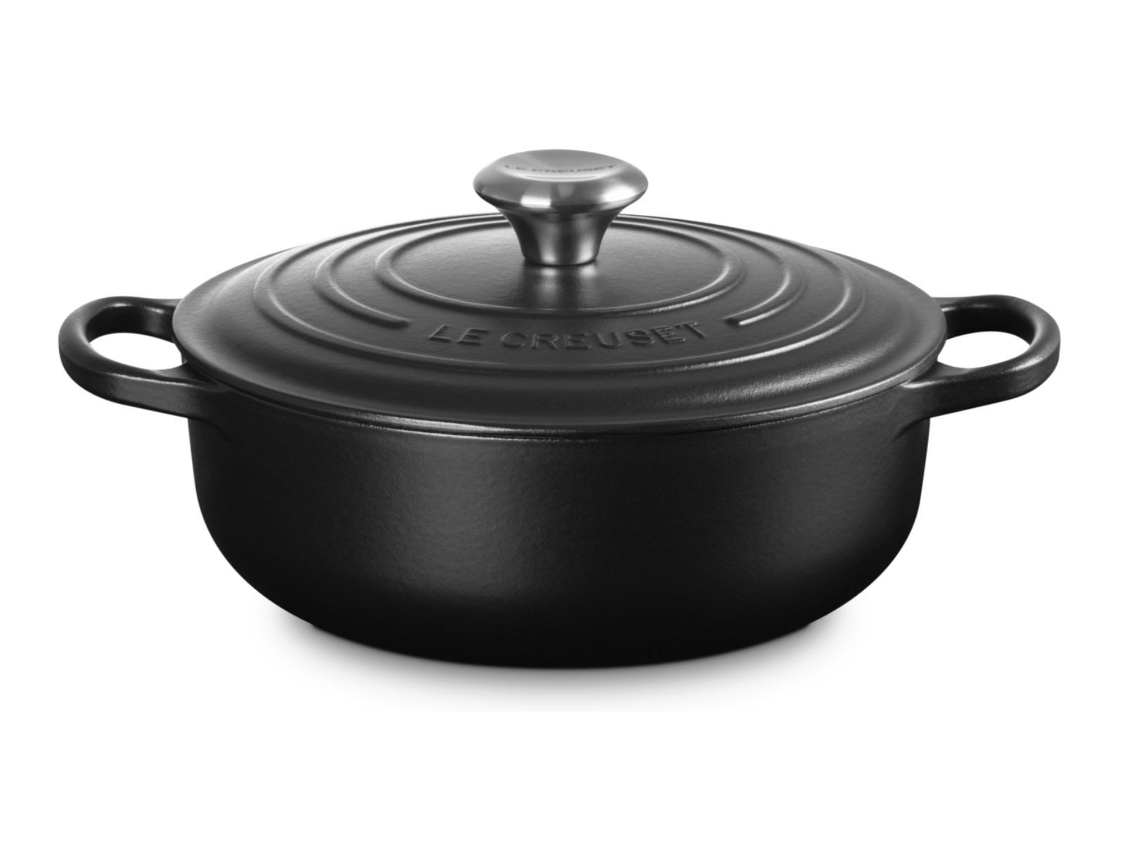 LE CREUSET Bräter Sauteuse Signature rund schwarz matt 24cm, Emailliertes Gusseisen
