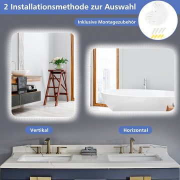 COSTWAY LED-Lichtspiegel Badezimmerspiegel, wandmontierbar, IP44 & CE