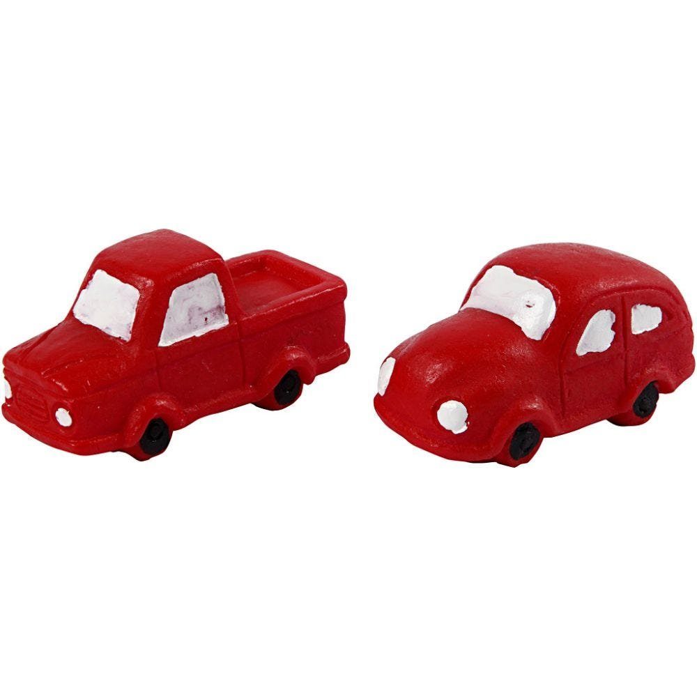 Creotime Dekofigur Miniatur-Figuren, Auto, 20 Rot, mm, 2 Stk