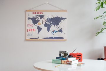 SuckUK Wanddekoobjekt Cross Stitch Map Weltkarte Stickvorlage (Packung / Set, 1 St., sticken Welt Reise), ca. 594 x 450 mm