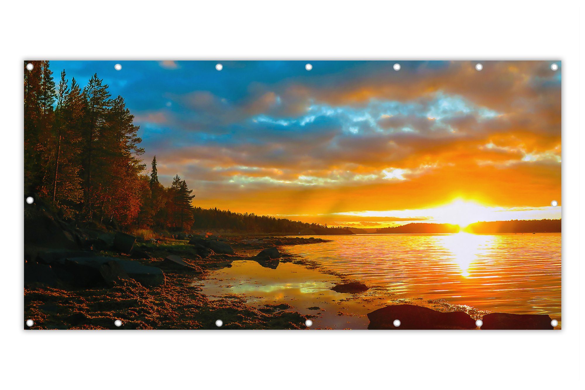 MuchoWow Balkonsichtschutz Sonne - Landschaft - Wasser - Bäume (1-St) Balkon Sichtschutz 90x200, Windschutz für Zaun PVC, 200x90 cm