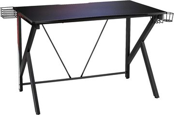KOMFOTTEU Computertisch mit k-förmiger Struktur, belastbar bis 100 kg, Schwarz