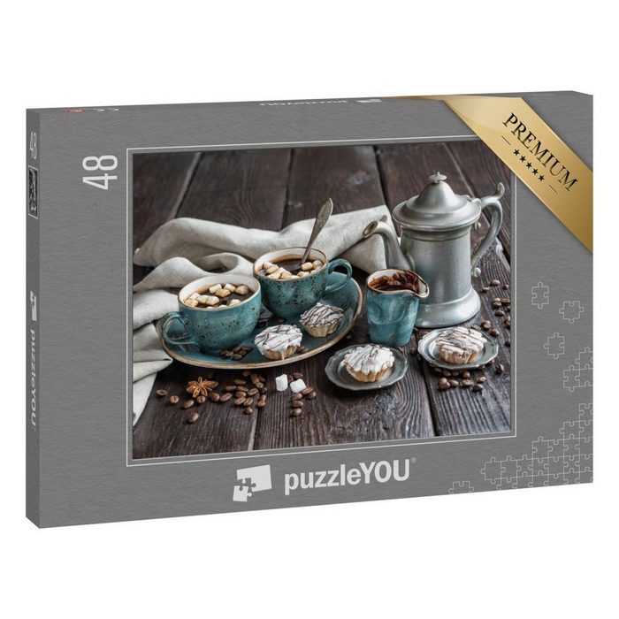 puzzleYOU Puzzle Stillleben mit Tassen Kuchen Marshmallows 48 Puzzleteile puzzleYOU-Kollektionen Stillleben