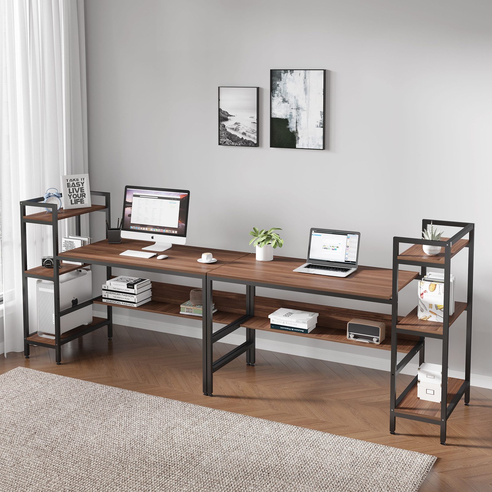 NAIMP Computertisch Schreibtisch mit Ablage Bürotisch günstig online kaufen