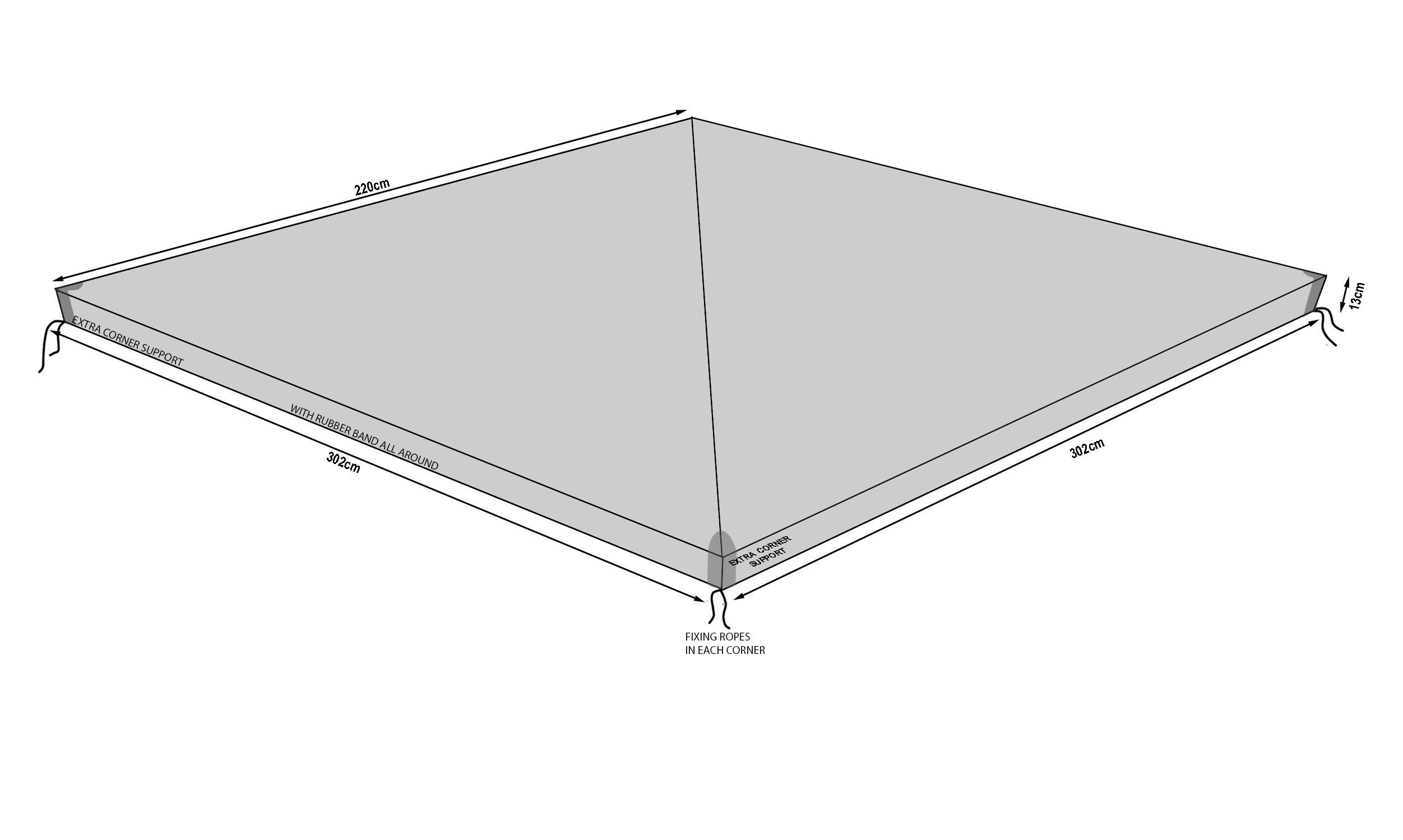 Quick Star Pavillon-Schutzhülle Pavillon Schutzhaube 3x3m Transparent Nizza (1-St), Umlaufender Gummizug und Befestigungsbänder in den Ecken