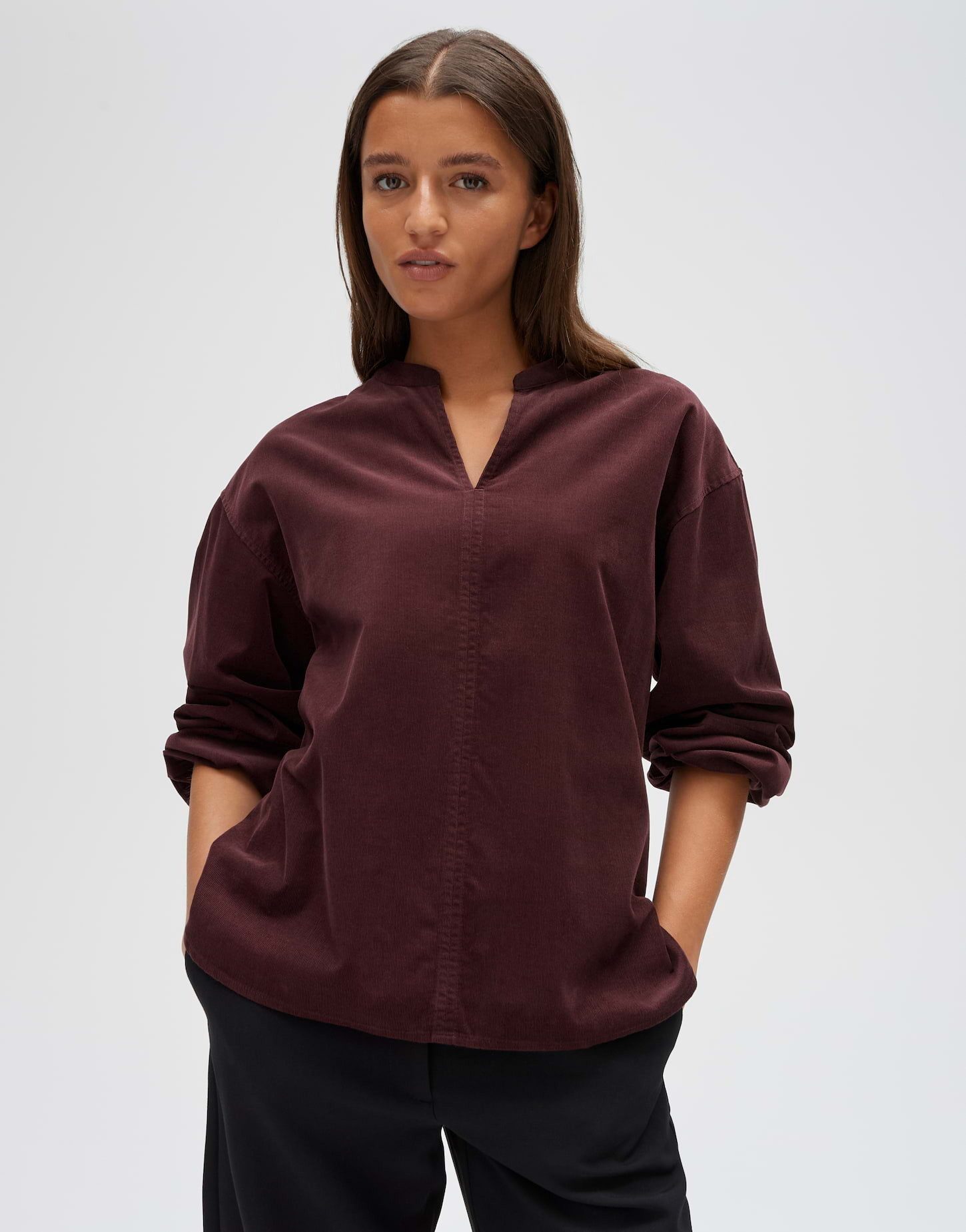 OPUS Langarmbluse Flando aus weichem Feincord Weite Passform für stilvolle und bequeme Alltagslooks