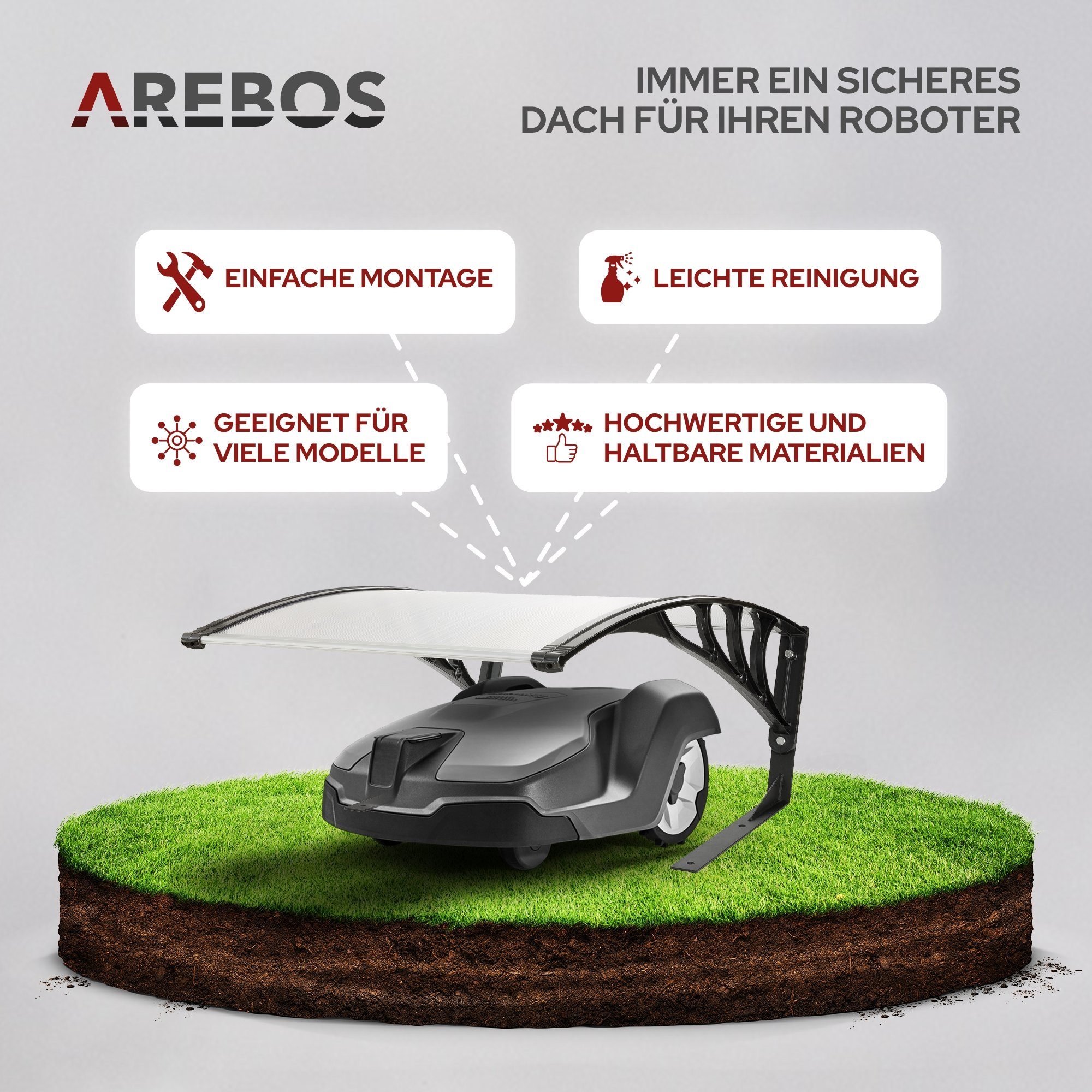 Arebos Mähroboter-Garage Mähroboter Garage Dach Carport günstig online kaufen