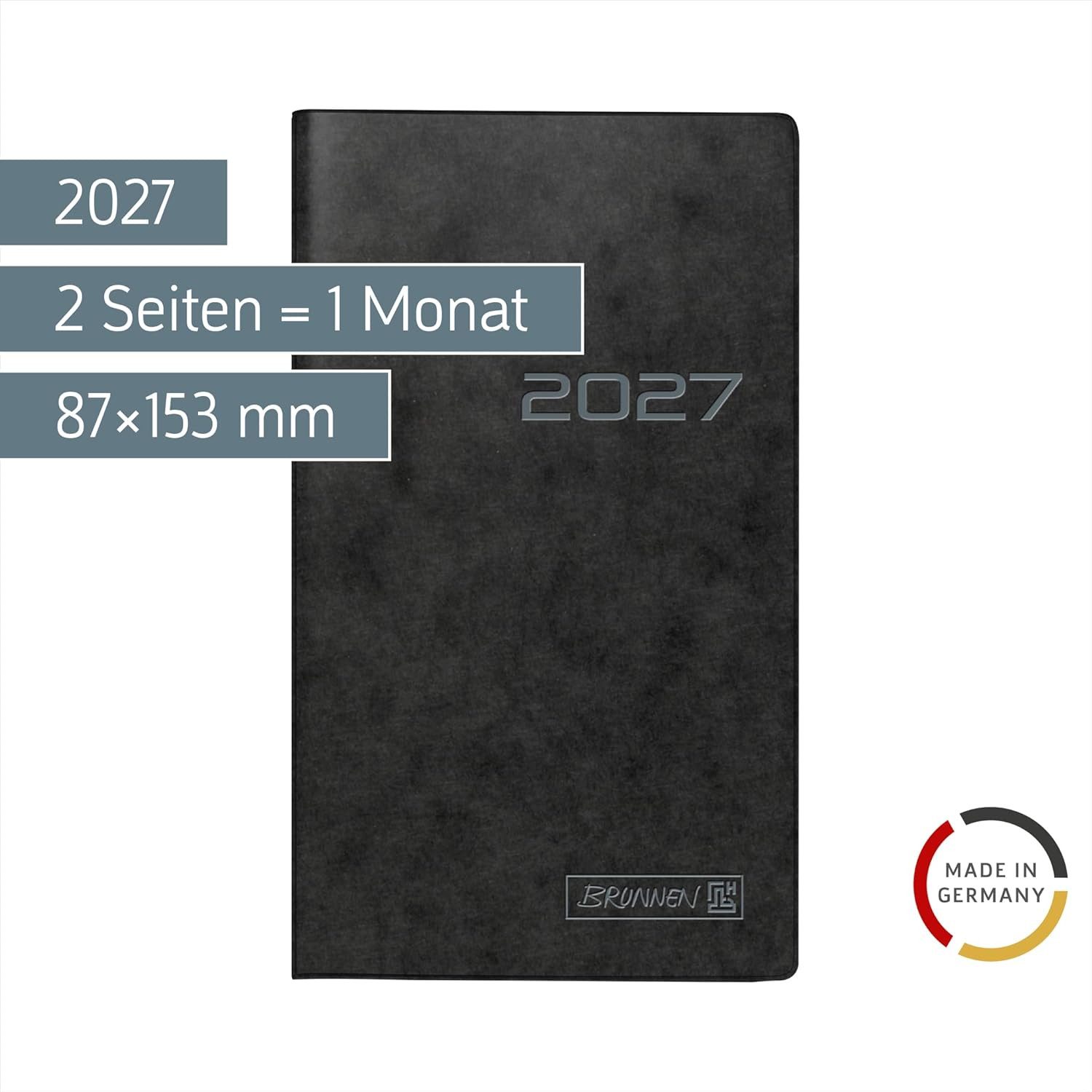 BRUNNEN Taschenkalender BRUNNEN Taschenkalender Mod. 753 2027, A6, Karton, schwarz – Bild 2 von 3