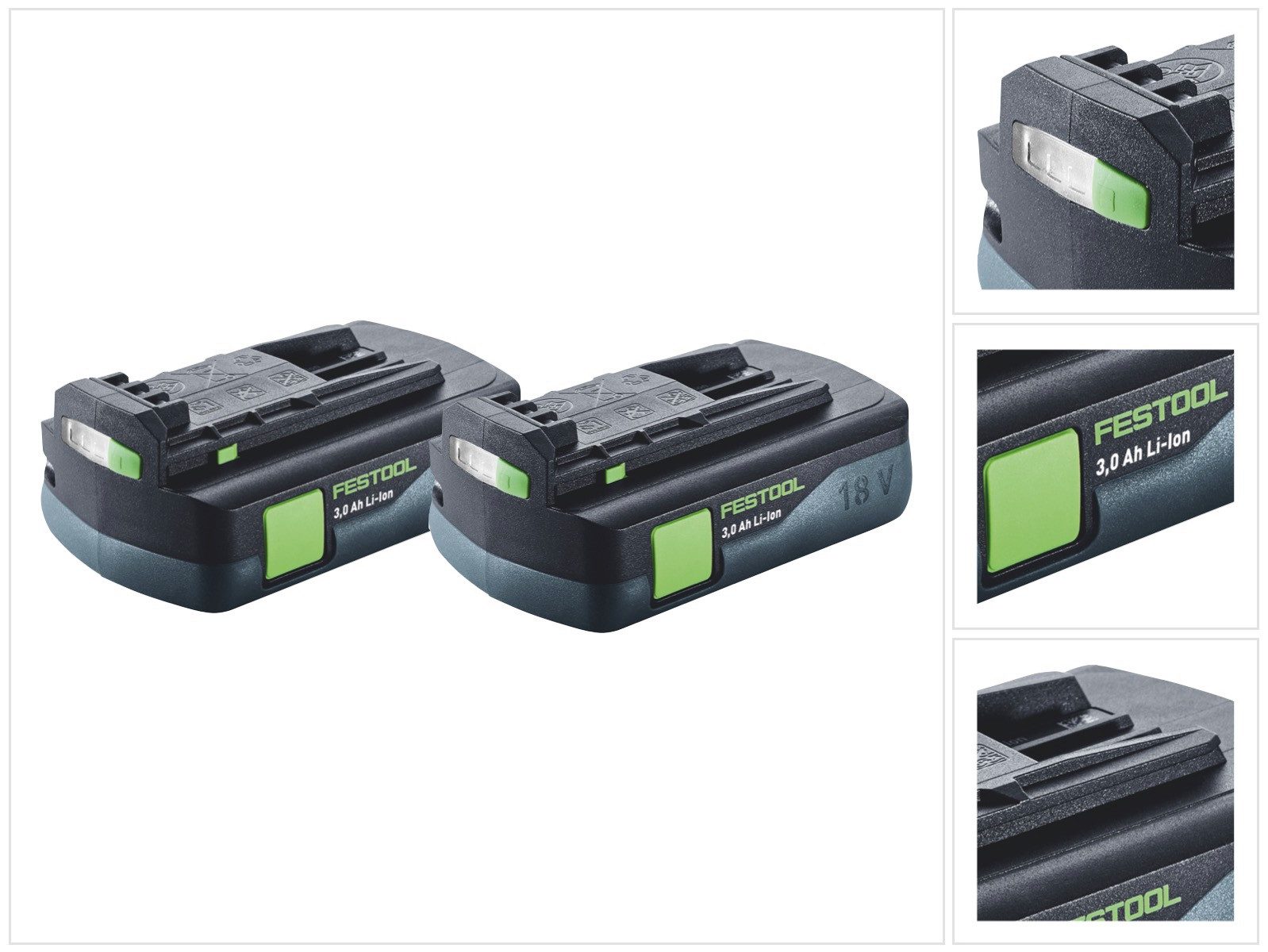 FESTOOL Akku Set 2x BP 18 Li 3,0 C Akku 18 V 3,0 Ah / 3000 mAh Li-Ion (2x 57 Akkupacks