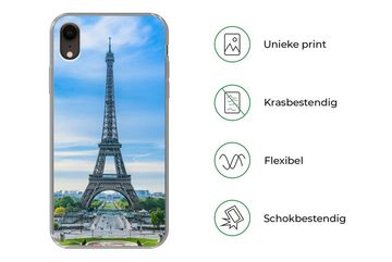 MuchoWow Handyhülle Der Eiffelturm vor einer farbenprächtigen Kulisse, Handyhülle Apple iPhone XR, Smartphone-Bumper, Print, Handy