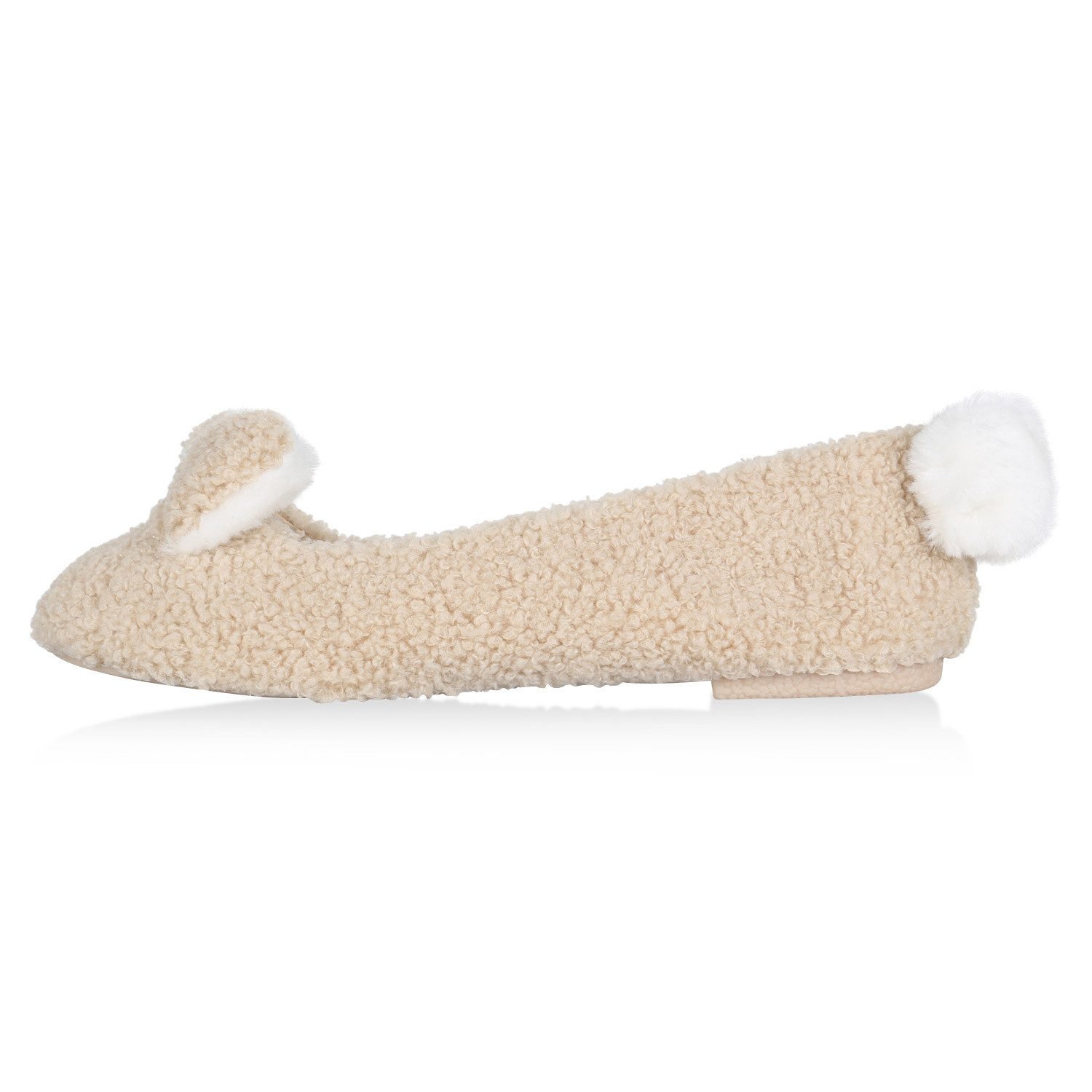 VAN HILL 819088 Ballerina Damen Klassische Ballerinas Kunstpelz Slipper Pom günstig online kaufen