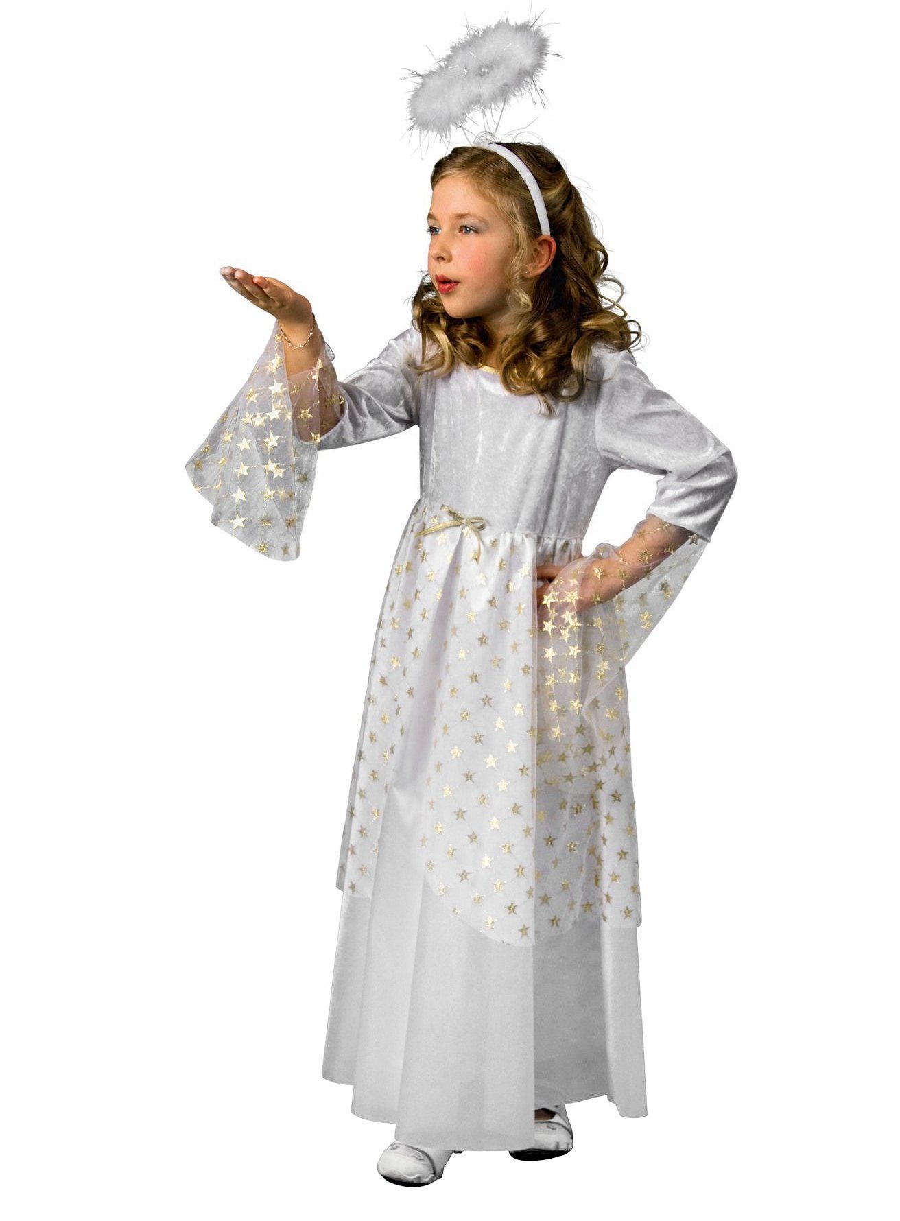 Metamorph Engel-Kostüm Engelskleid, Himmlisches Engelskleid mit Überrock aus Sternentüll