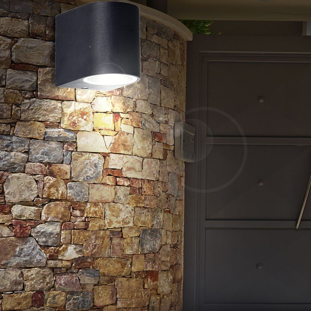 etc-shop Wand LED inklusive im Leuchte Außen-Wandleuchte, Set Einfahrt Leuchtmittel Warmweiß, Spot Strahler inklusive, Down Außen