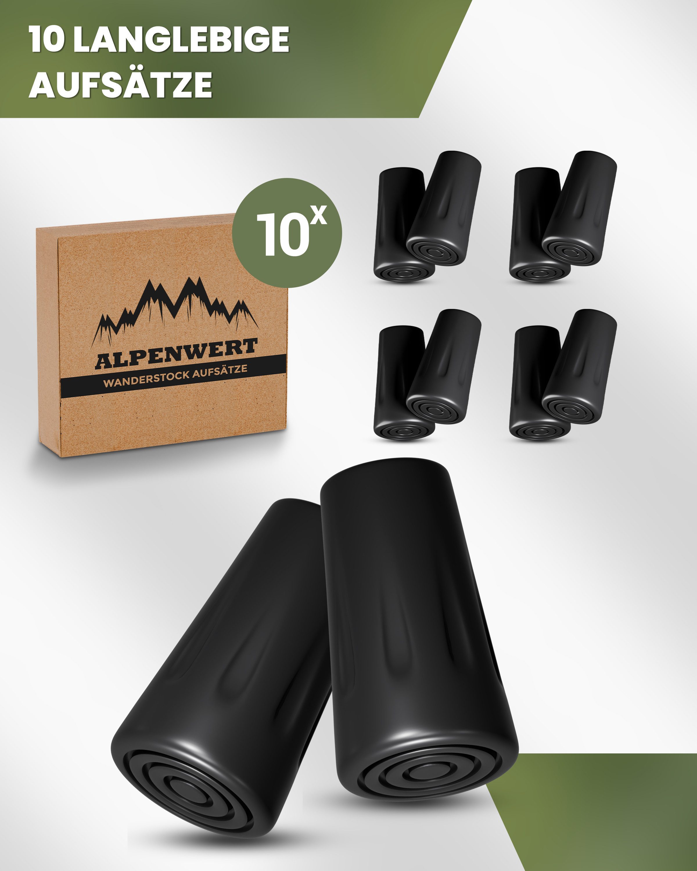 Alpenwert Nordic-Walking-Stöcke Gummipuffer Wanderstöcke Pads Speed Aufsatz Nordic Walking, Wanderstöcke Gummipuffer, Ultraleichte Gummipuffer, Wanderstöcke