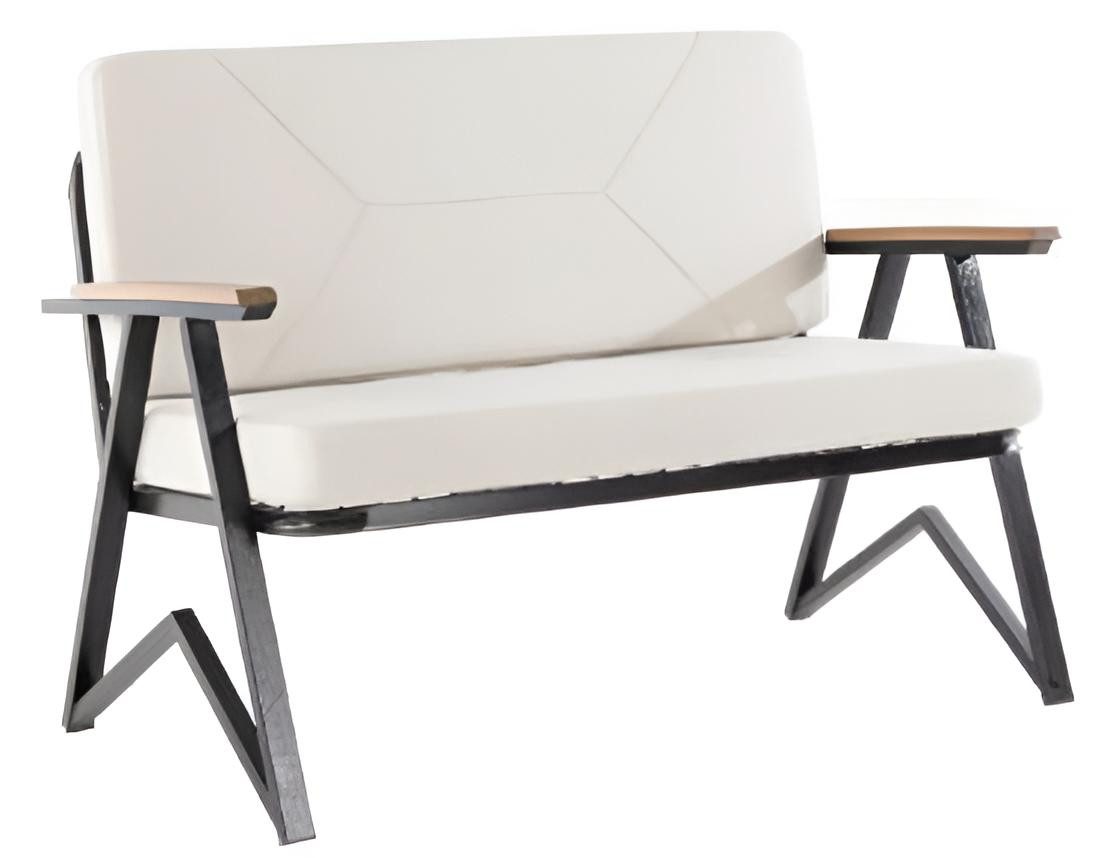 JVmoebel Gartensofa Sofa Weiß Farbe Moderner Stil Metallrahmen Holzarmlehnen Großes Sofa, 1 Teile