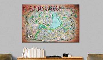 Artgeist Wandbild Map of Hamburg
