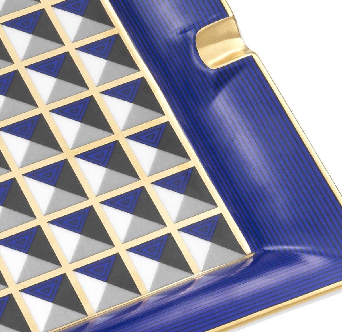 cm 24,5 Blau - Mehrfarbig Aschenbecher Luxus H. Wohnzimmer 24,5 / x Casa Accessoires x Padrino Porzellan 3,5 Design Aschenbecher