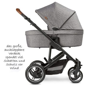 ABC Design Kombi-Kinderwagen Catania 4 Circle Edition - Woven Graphite, (11-tlg), 3in1 Kinderwagen Buggy Set mit Babyschale, Babywanne, Regenschutz & Insektenschutz