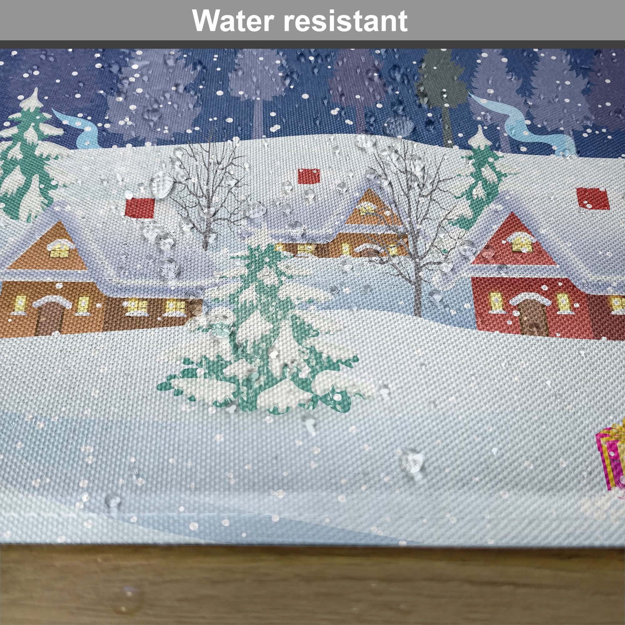 Abakuhaus Platzset Waschbare Stoff Esszimmer Küche Tischdekorations Digitaldruck, (4-teilig, 4-St., Set aus 4x), Weihnachten Winterlandschaft