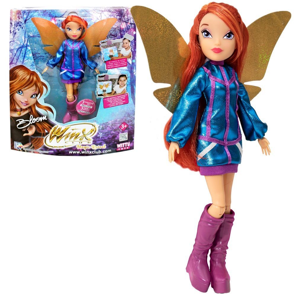 Winx Club Anziehpuppe Bloom Magic Reveal Puppe Winx Club Mit austauschbaren Flügeln