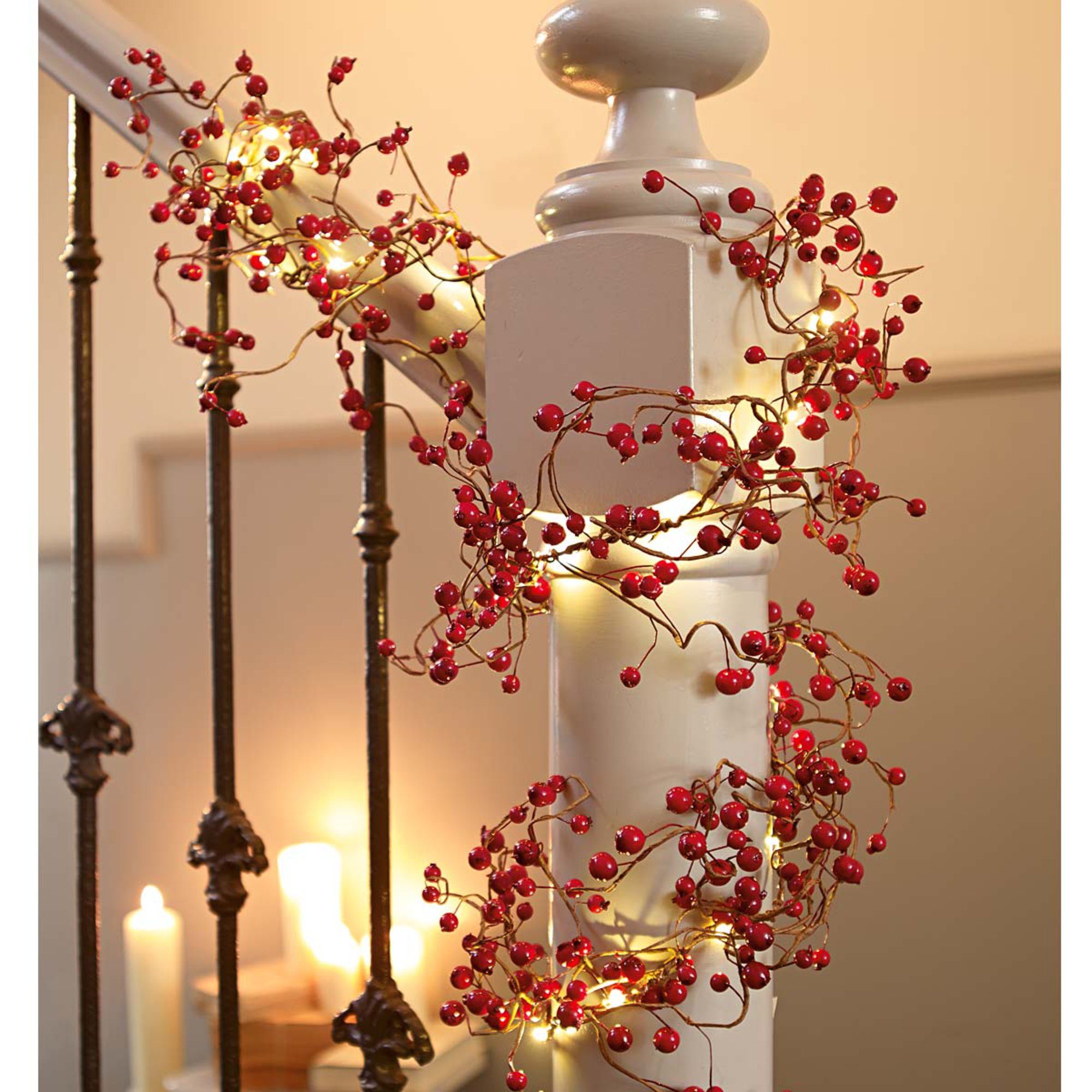 Schneider LED-Lichterkette Beere, Weihnachtsdeko rot