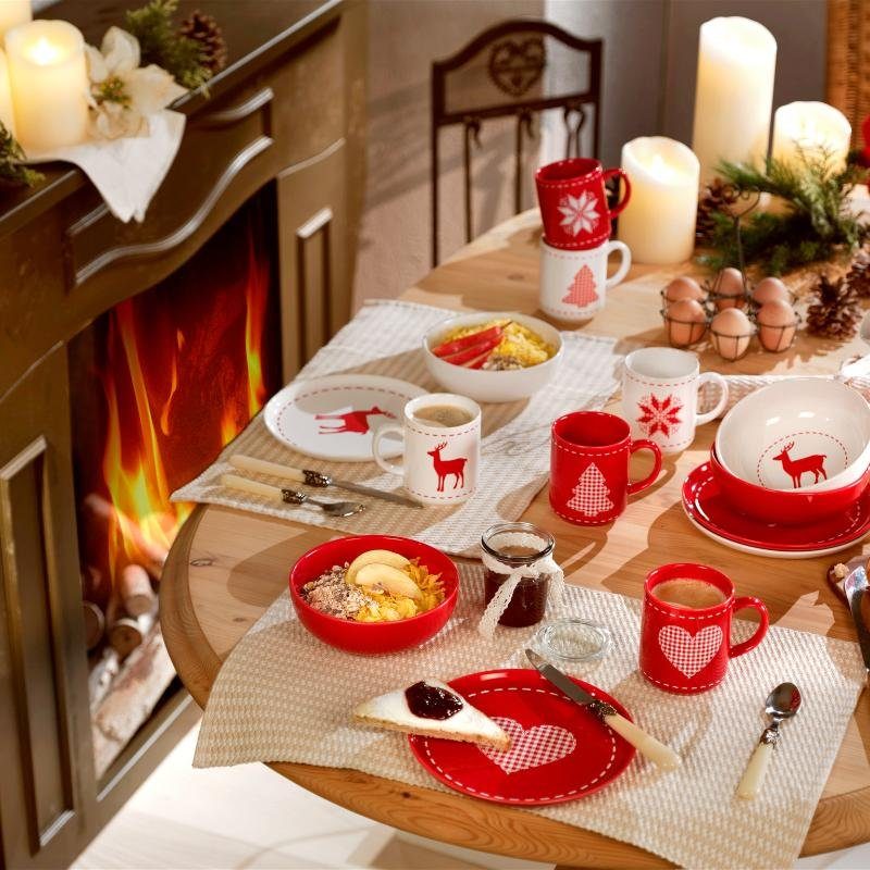 Becher Porzellan Keramik, L Weihnachtsgeschirr, Rot Happymix Friesland 0,28 Weihnachten