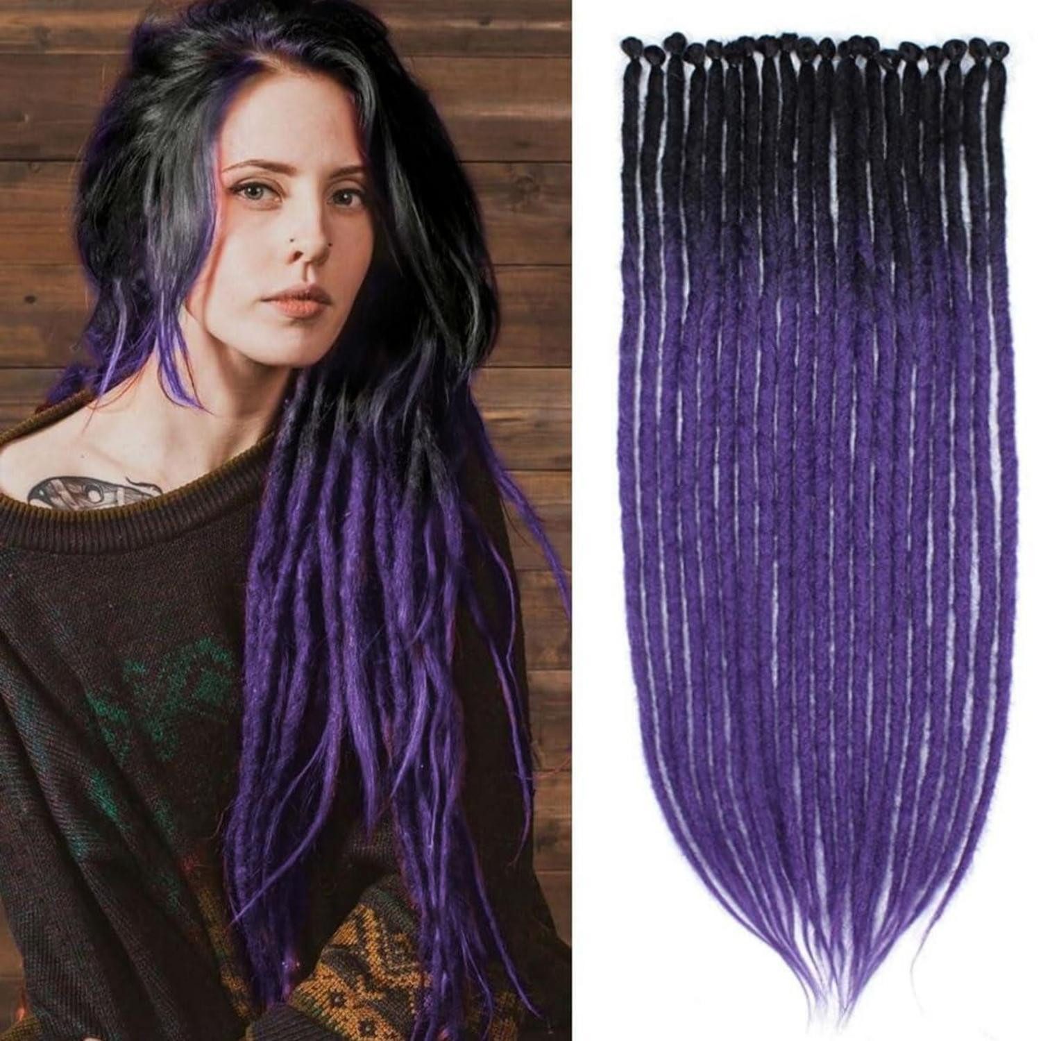 LuxusKollektion Kunsthaar-Extension Dreadlocks Häkelhaar Göttin Locs Zöpfe Single-ended Schwarz bis Lila