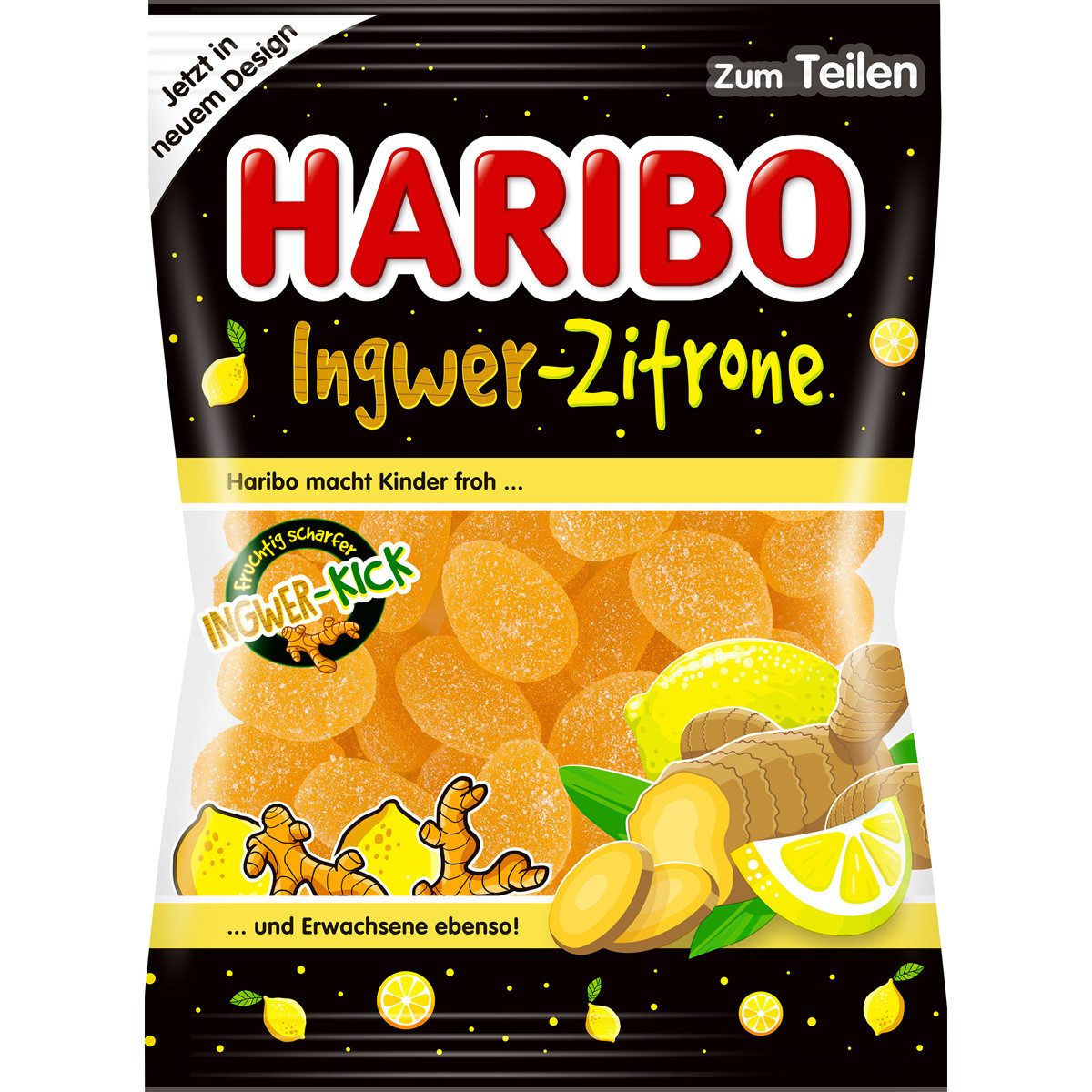 HARIBO Süßigkeit, Haribo Ingwer Zitrone scharfes Fruchtgummi mit Geschmack 160g