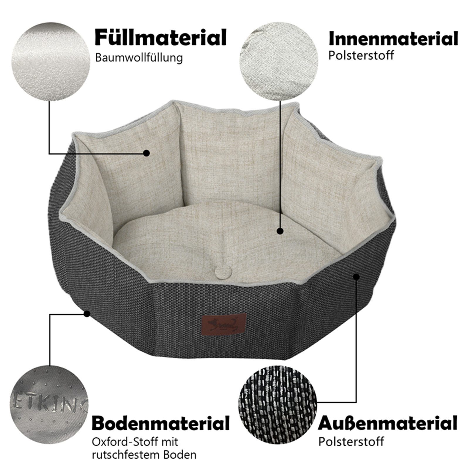 TopMeow Tierbett Hundebett mit Rand, Made günstig online kaufen