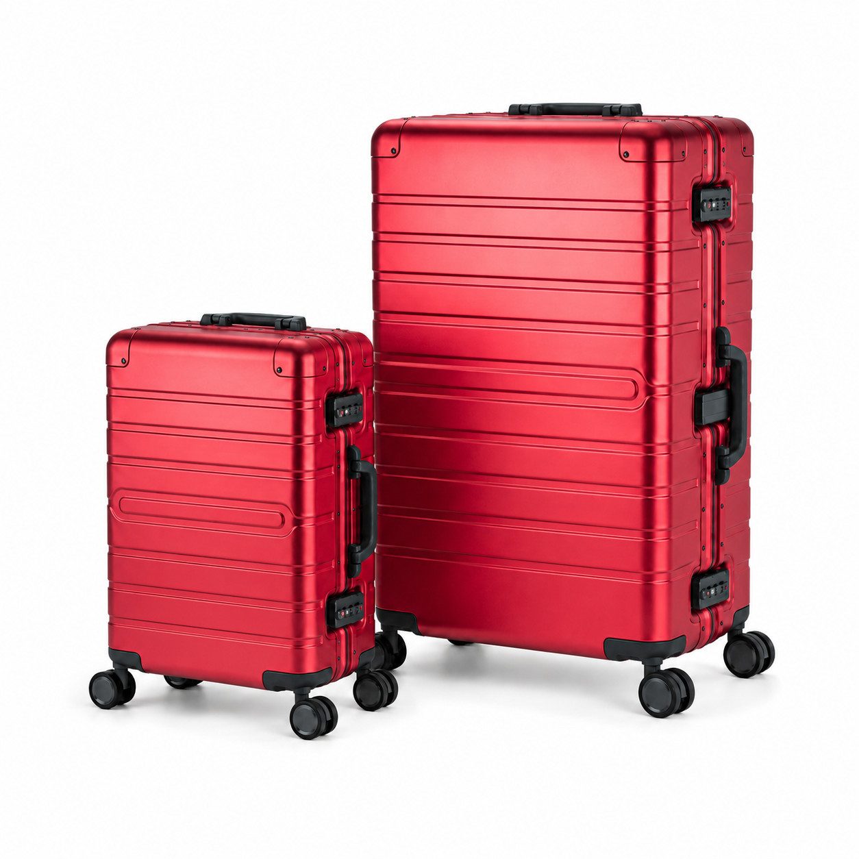 Travelhouse Kofferset 100% Aluminium OSLO - verschiedene Farben, 4 Rollen, (2 tlg., S+L), mit stabiler Aluminium-Hartschale und verstärkten Ecken