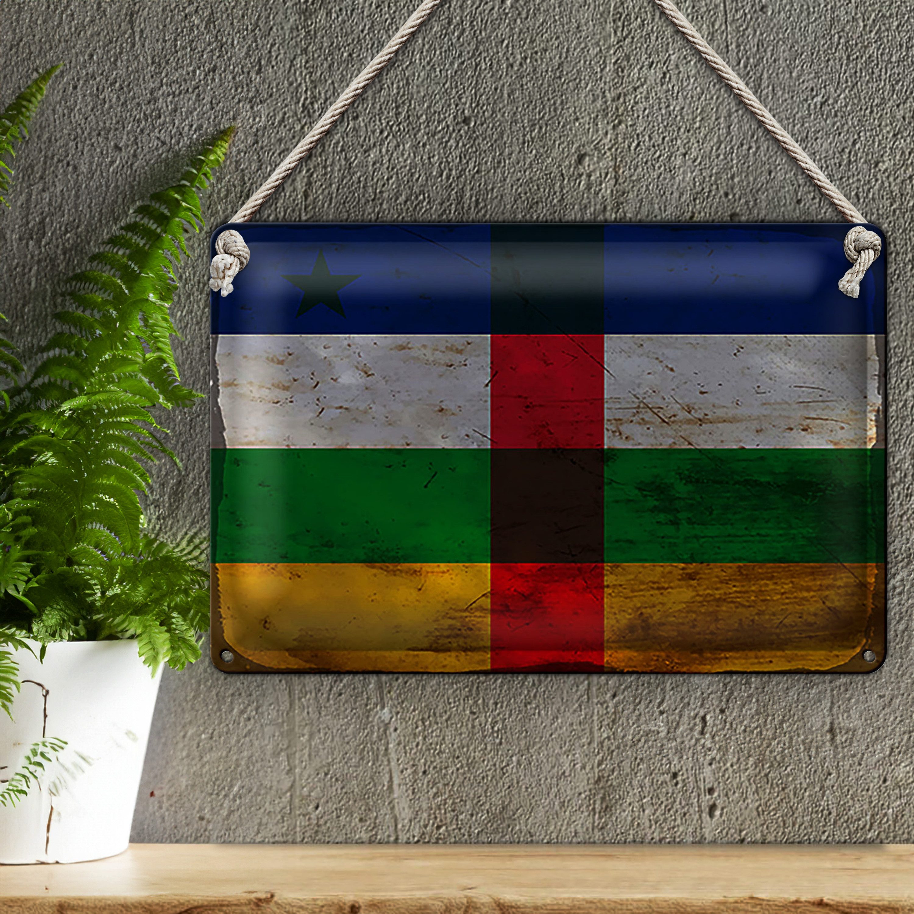 Roomando Metallschild Flagge Zentralafrikanische Republik 18x12cm RO